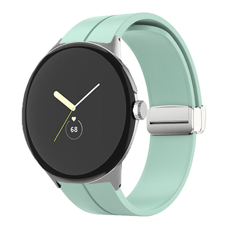 Light mint green silicone folding buckle watch band for 41mm Google Pixel Watch