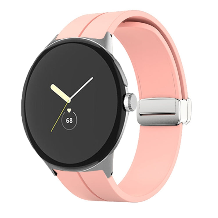 Blush pink silicone folding buckle watch band for 41mm Google Pixel Watch
