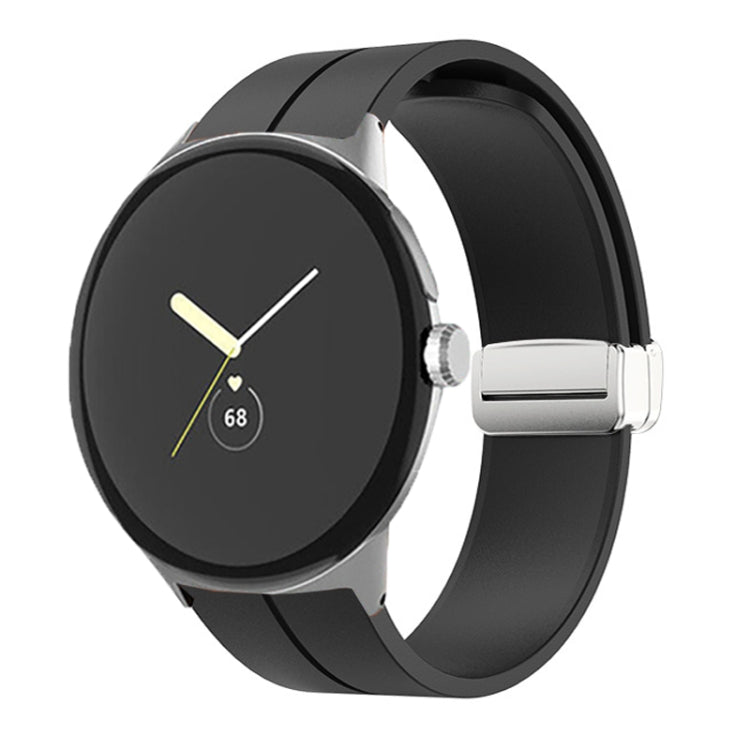 Black silicone folding buckle watch band for 41mm Google Pixel Watch