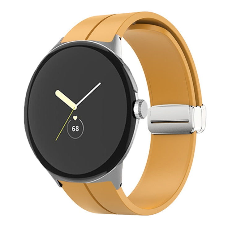 Gold silicone folding buckle watch band for 41mm Google Pixel Watch