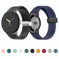 Two silicone watch bands: black and navy blue with folding buckle and silver clasp.