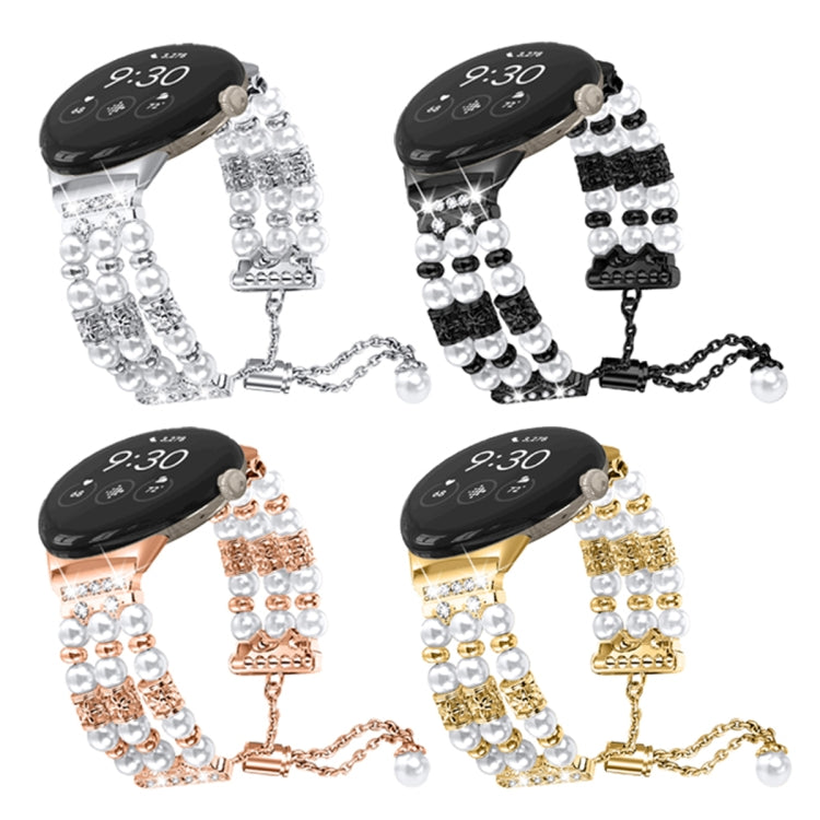 Pearl half bracelet watch band set in silver, black, rose gold, and gold variants