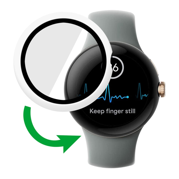 Frosted PC Frame Tempered Film Integrated Watch Protective Case, For Google Pixel Watch