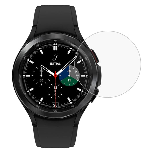 Tempered glass screen protector for a black smartwatch, clear fit with rounded 2.5D edge