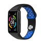 Two-color silicone watch band with reverse buckle, black strap with blue perforated underside