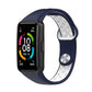 Two-color silicone watch band with reverse buckle, navy strap with light gray perforated underside