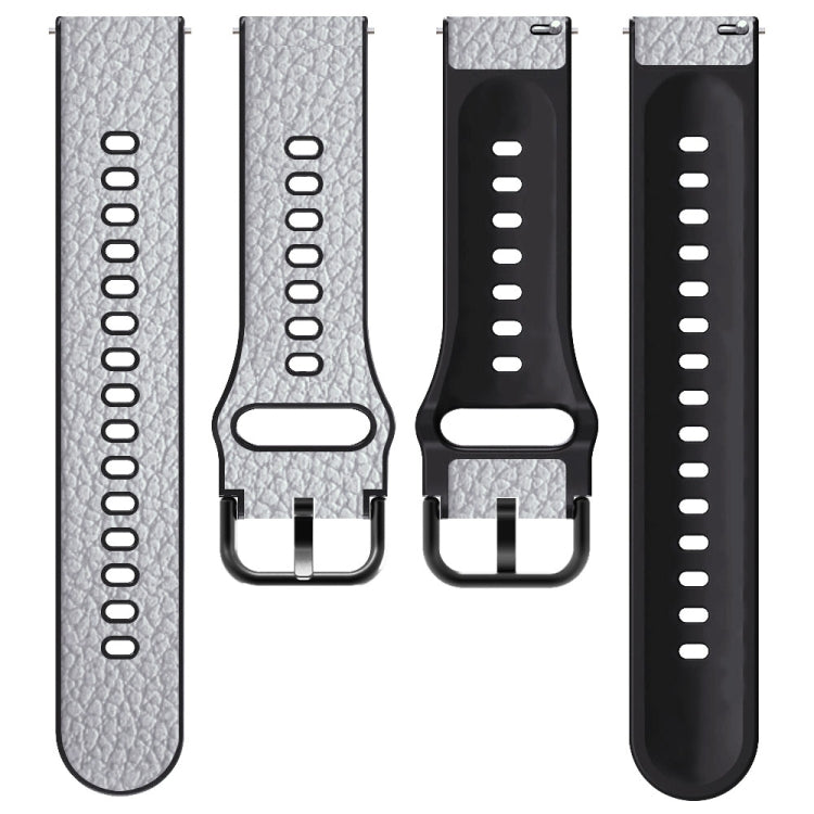 Litchi-texture watch band straps shown in light and dark colors with buckle connectors
