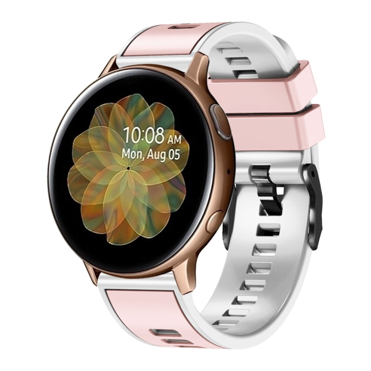 Two-tone silicone watch band in light pink and white-gray, 20/22mm