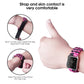 Nylon paracord hook-and-loop watch band in pink and black on wrist