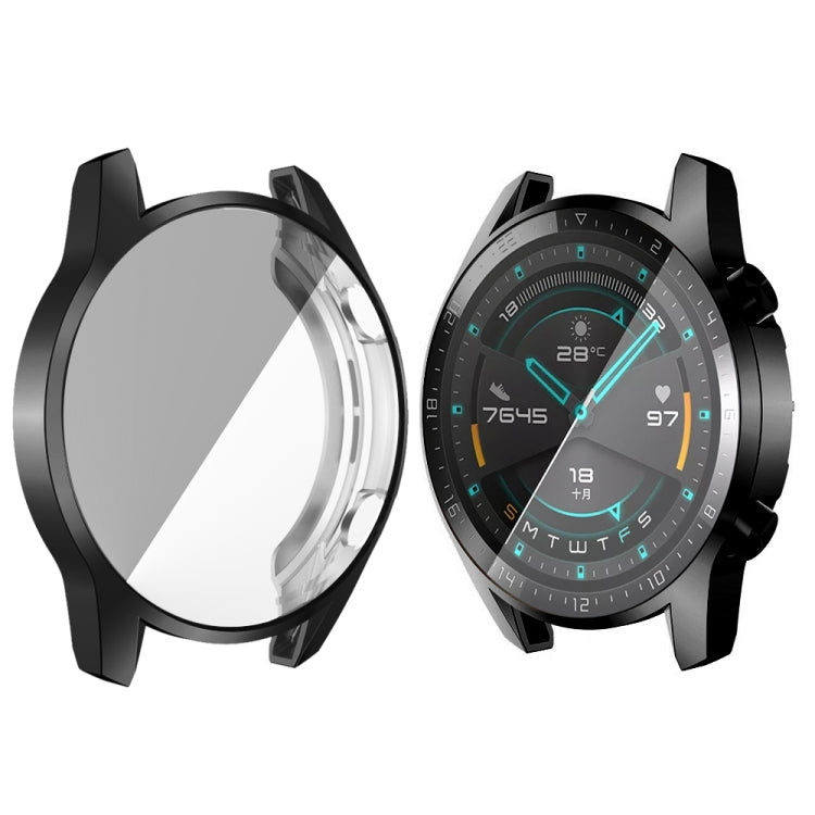 46mm TPU all-inclusive watch case cover with transparent front guard, black