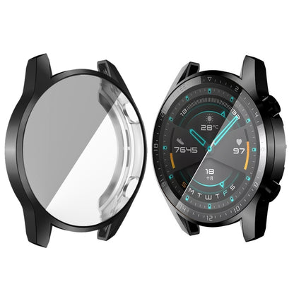 46mm TPU all-inclusive watch case cover with transparent front guard, black