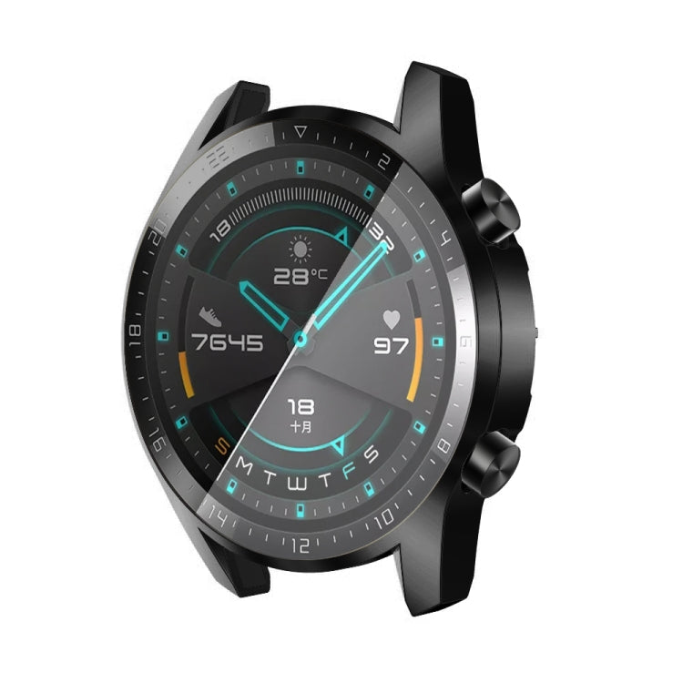 Black 46mm TPU watch case with transparent cover over smartwatch face