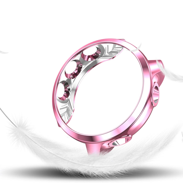Pink TPU electroplated watch case with cutouts and raised corners for Garmin watch