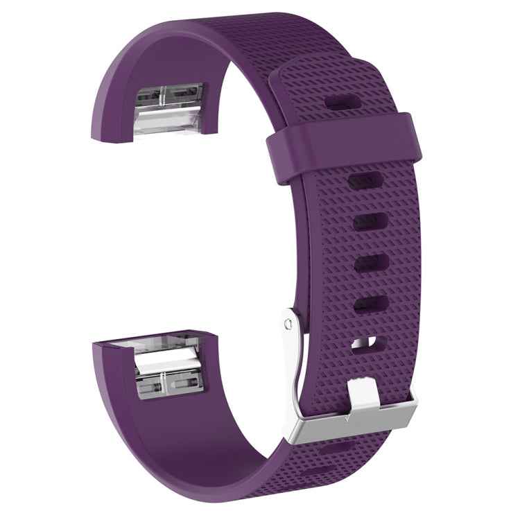 Silicone replacement wrist strap with textured holes and metal buckle, purple