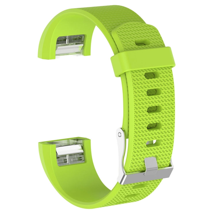 Light green silicone wrist strap with buckle, textured perforations and adjustment holes