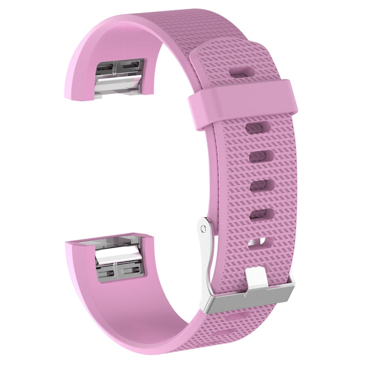 Pink-purple silicone watchband with textured perforations and buckle for Fitbit Charge 2