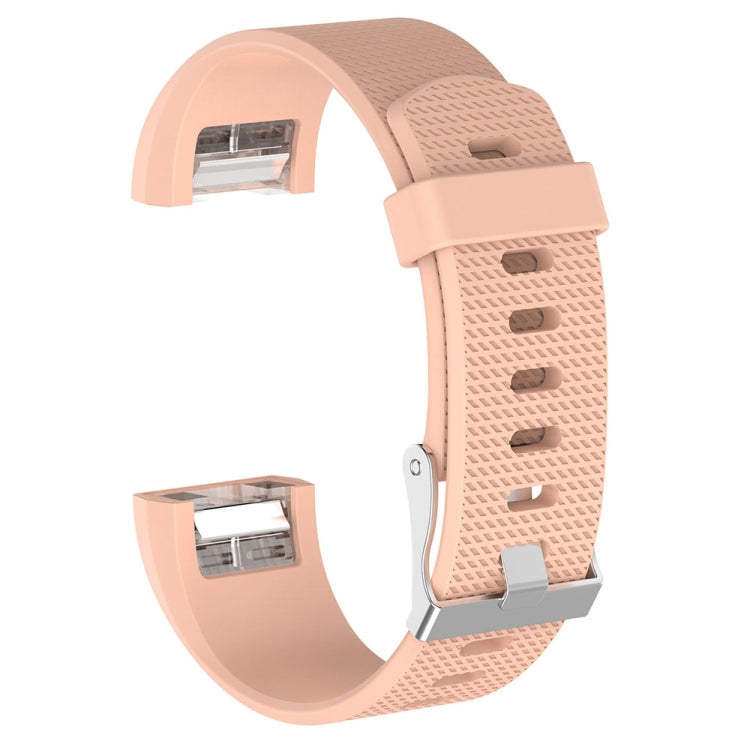Light beige silicone watchband with textured perforations and buckle for Fitbit Charge 2