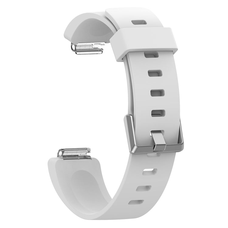 Glossy silicone replacement wrist strap with metal buckle, white color