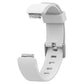 Glossy silicone replacement wrist strap with metal buckle, white color (side view)