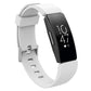 Glossy silicone replacement wrist strap with metal buckle, white color (watch attached)