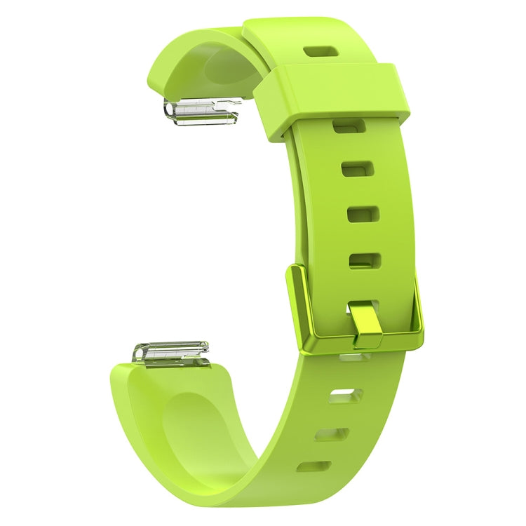 Glossy silicone replacement wrist strap with metal buckle, lime green color