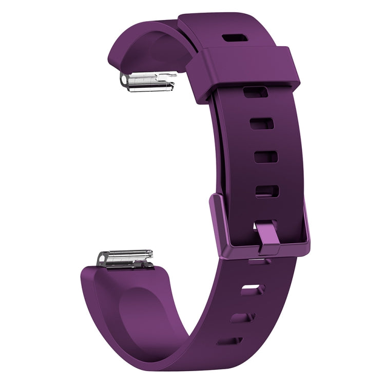 Glossy silicone replacement wrist strap with metal buckle, dark purple color