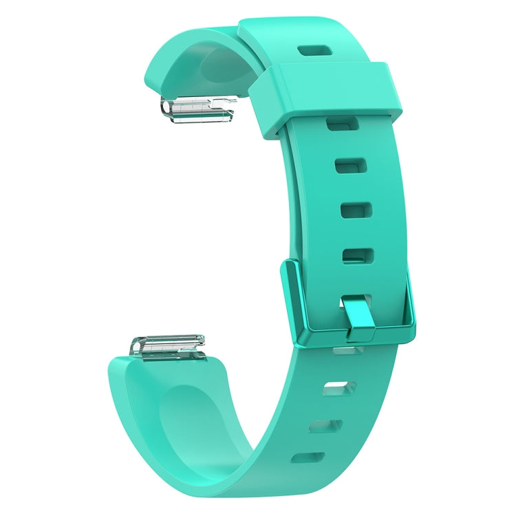 Glossy silicone replacement wrist strap for Fitbit Inspire, teal, with metal clasp