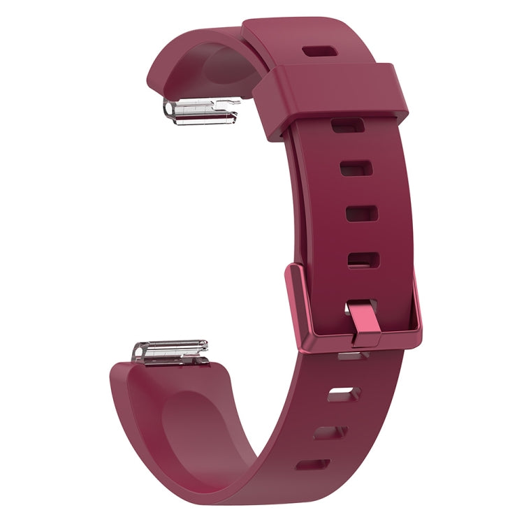 Glossy silicone replacement wrist strap for Fitbit Inspire, dark purple wine, metal clasp