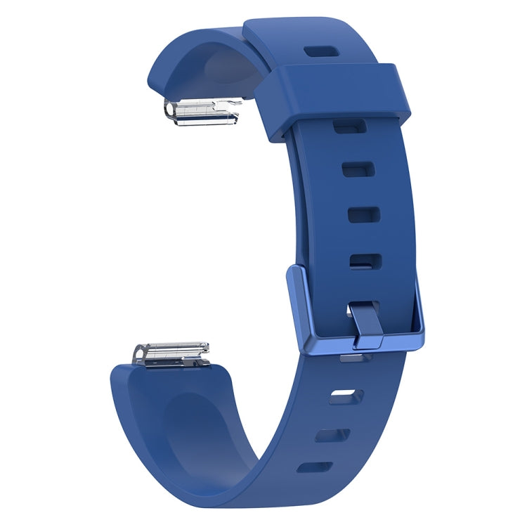 Glossy silicone replacement wrist strap for Fitbit Inspire, dark blue, with metal clasp