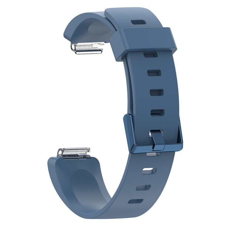 Glossy silicone replacement wrist strap for Fitbit Inspire, blue, with metal clasp