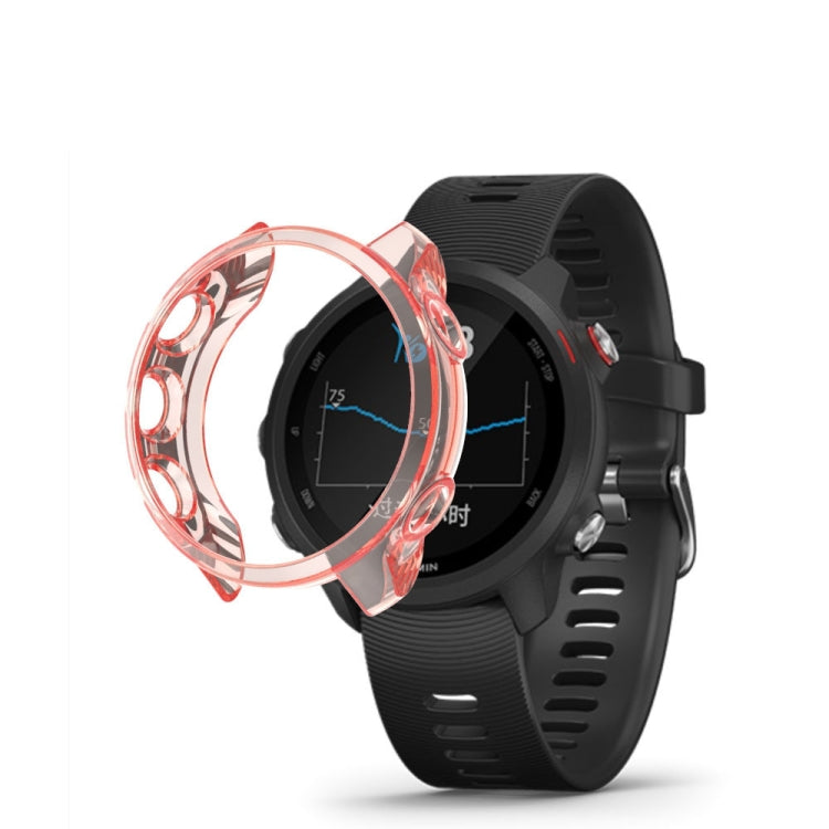 Translucent TPU watch screen case, orange clear guard on black sports watch