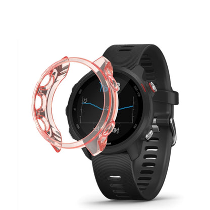 Translucent TPU watch screen case, orange clear guard on black sports watch