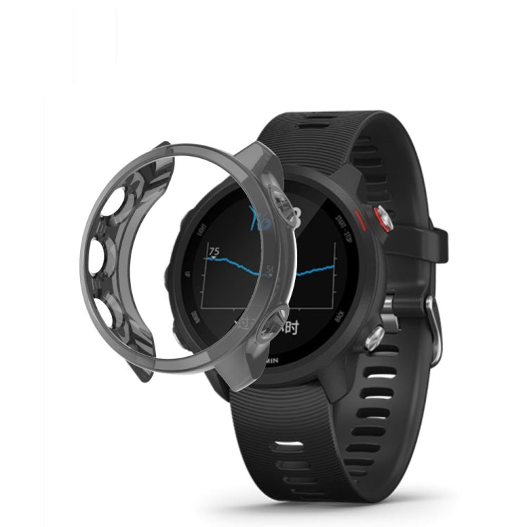 Translucent TPU watch screen case, gray clear guard on black sports watch