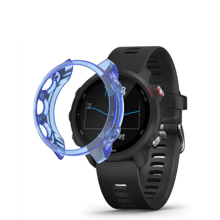 Translucent TPU watch screen case, blue translucent guard on black sports watch