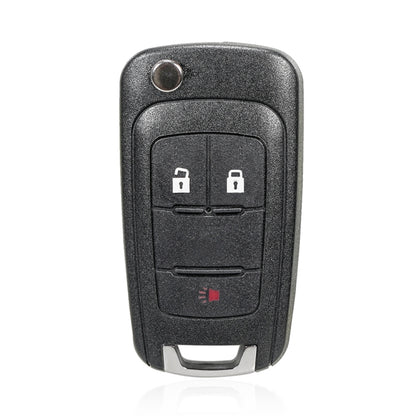Opel car key replacement case with foldable blade, black shell, lock/unlock button icons