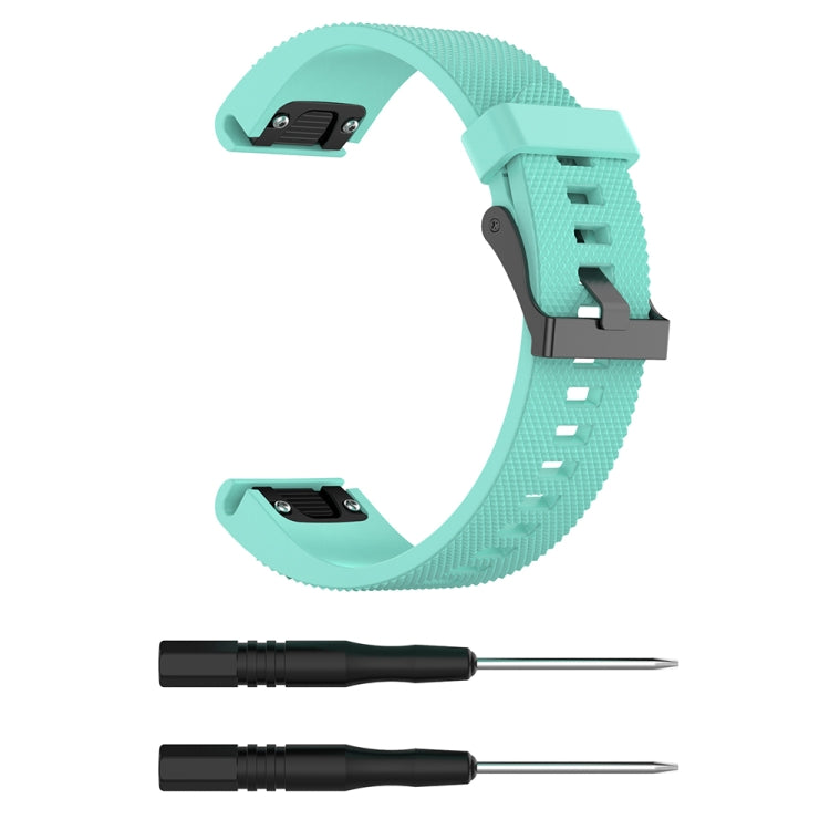 20mm silicone replacement watch strap, mint green, with black clasp and holes