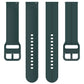Dark green silicone watch band showing strap and buckle, with multiple adjustment holes.