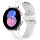 White silicone watch band with clasp and perforation holes, flat groove style.