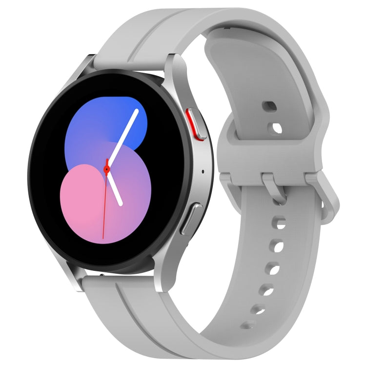 Silicone watch with groove band in light grey, black round dial with colorful hands