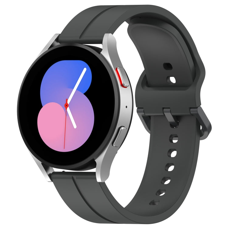 Silicone watch band with prong buckle and adjustment holes, dark gray