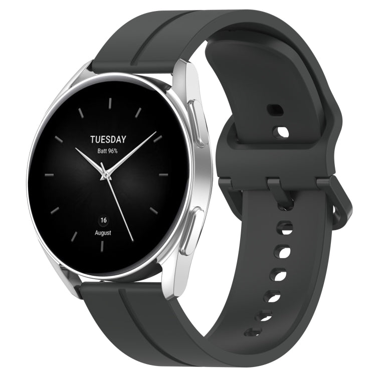 Silicone watch band with clasp end and adjustment holes, dark gray