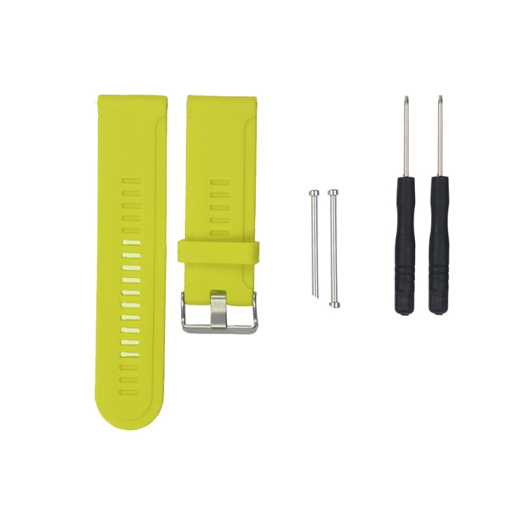 Lime green silicone replacement watch strap with metal buckle and adjustment holes