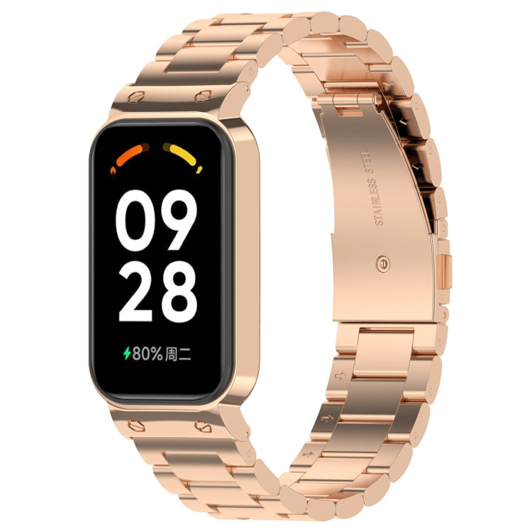 Three-bead steel watch band in rose gold with three-bead link bracelet for Redmi Band 2
