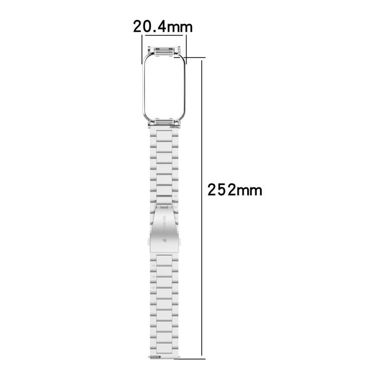 Three-bead steel watch band size diagram, 252mm length and 20.4mm width
