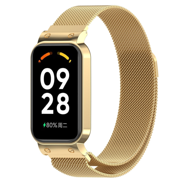 Gold Milan metal watch band with mesh strap and metal clasp for smart watch