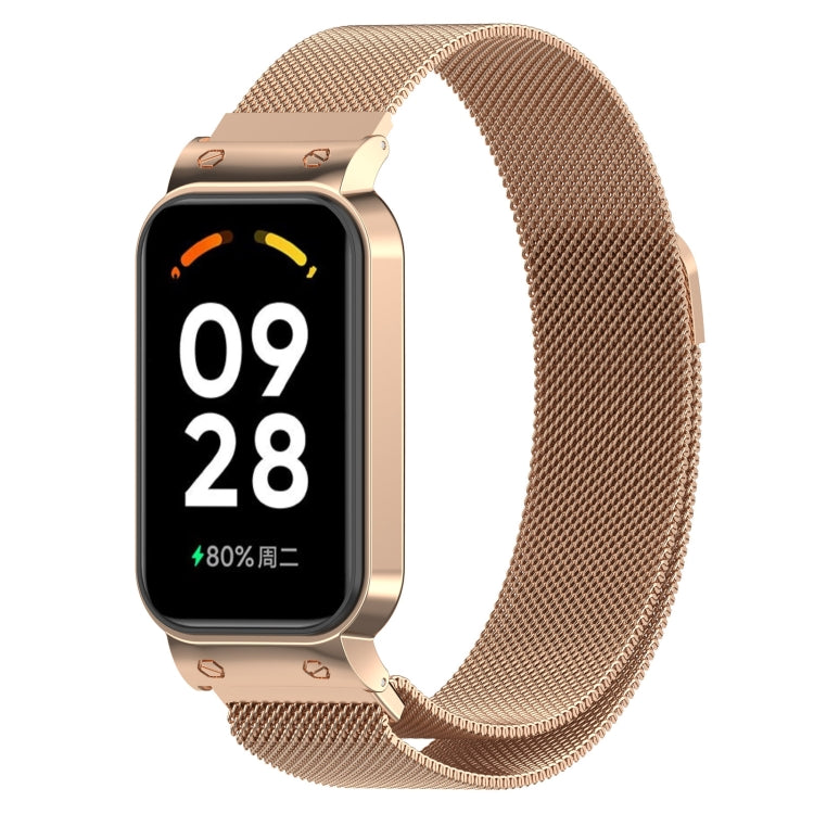 Rose gold Milan metal watch band with mesh strap and metal clasp for smart watch