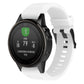 White silicone replacement watch strap with smartwatch attached and quick-release buckle