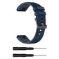 Dark blue silicone replacement watch strap with quick-release buckle and pin tools