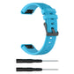 Light blue silicone watch strap with metal buckle and pin tool tips for 22mm