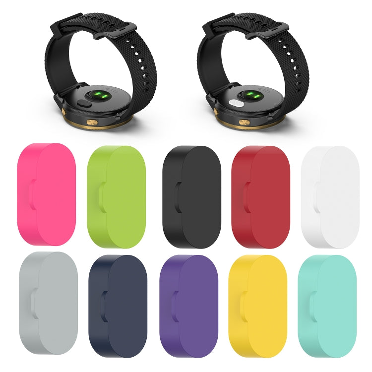 10-piece watch charging port dust plugs set, assorted colors shown with smartwatch mock